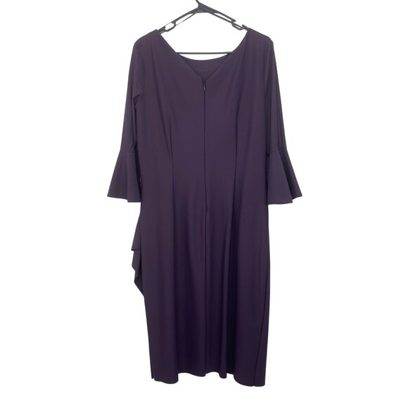 Alex Evenings Womens 14 Bell Sleeve Asymmetrical Sheath Dress With Embellishment - Picture 6 of 11